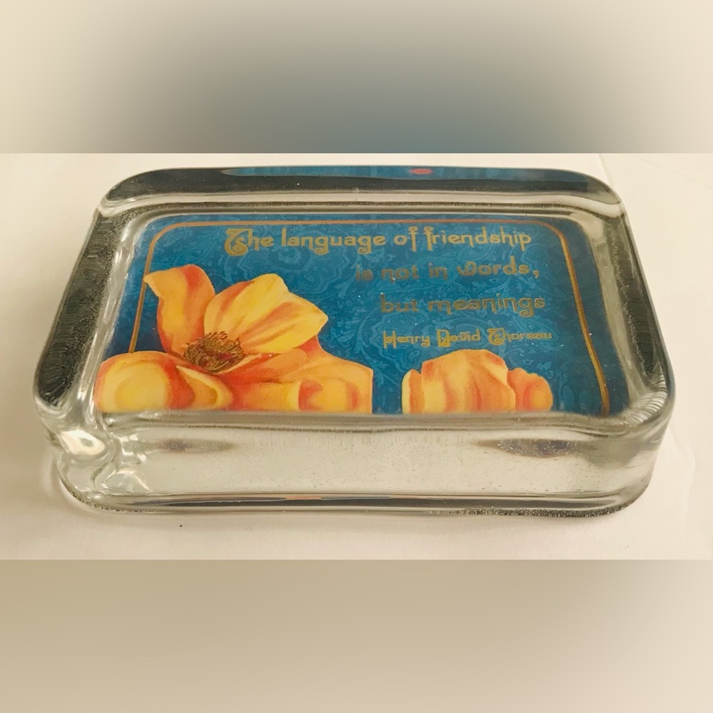 New Punch Studio Glass Paperweight Gold Foil Lettering Henry David Thoreau Quote - Picture 14 of 16